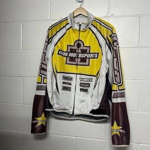 ICON Motorsports Racing Jacket - Yellow White Brown